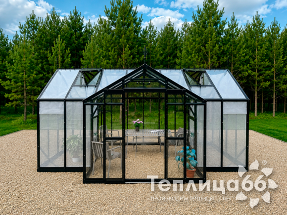Теплица Рада Гарденикс PRO 120° с тамбуром, под стекло, ширина 3 м. (калькулятор)